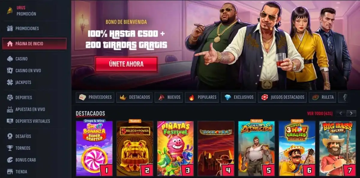 Mafia Casino página principal